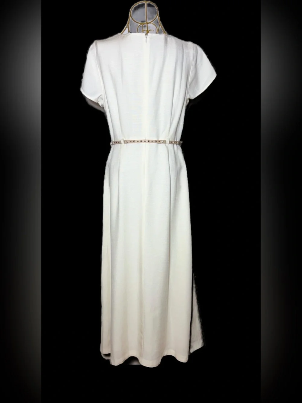 NWT J. Crew Ivory Viscose Short Sleeve Maxi Dress w/ Preowned J. Crew Belt M (8)